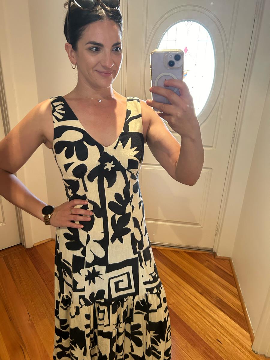 Jess Vecka wearing a patterned dress after her TSN coaching journey