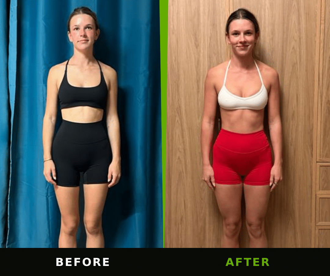 Lily before and after TSN coaching, with before on the left and after on the right