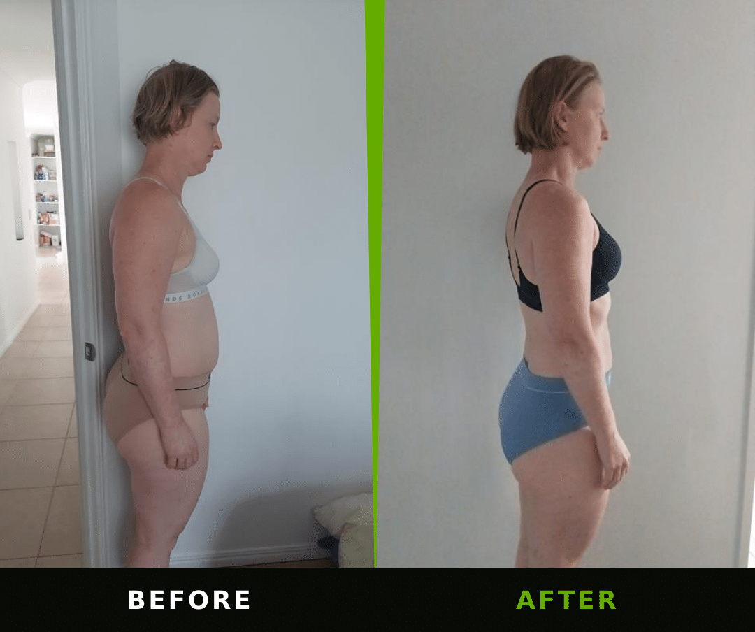 Margot before and after TSN coaching, with before on the left and after on the right