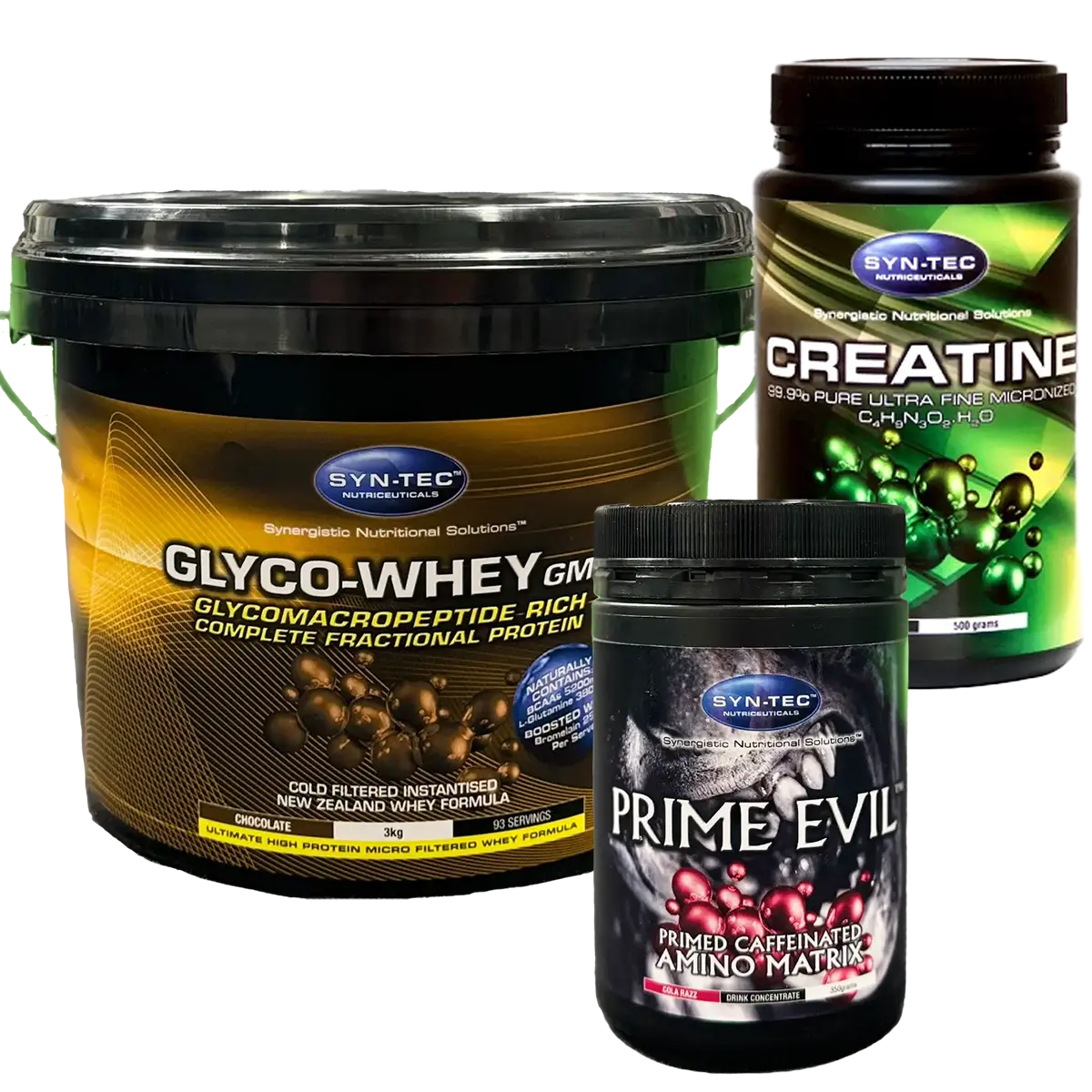 Syn-Tec Lean Muscle Elevate Stack with Glyco-Whey, Creatine and Prime Evil